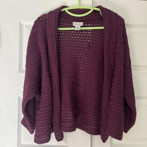 Soft Surroundings Cardigan Sweater Purple Open Front